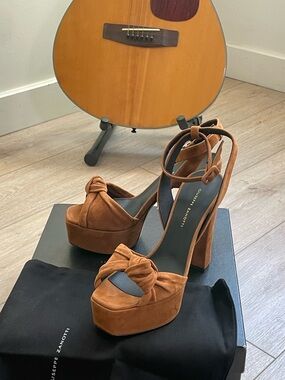 Giuseppe Zanotti Suede Platform Strappy Block Heel Sandals